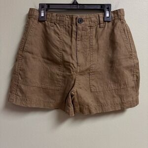 Madewell 100% Linen Shorts Size XS Green Utility Beach Boho Summer Casual Light